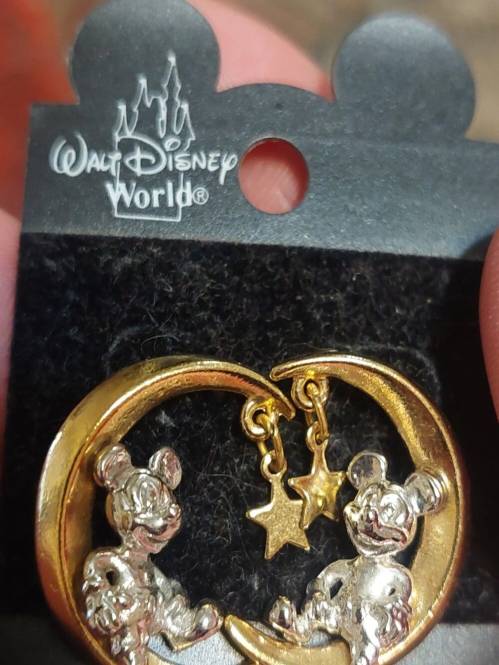 Mickey Mouse Moon Earrings Pierced